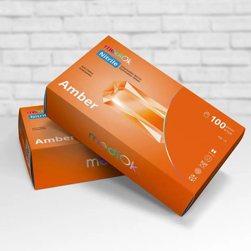 Перчатки нитриловые оранжевые MediOk AMBER M 3,8гр.100шт. RO-00161 фото