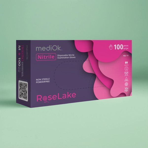 Перчатки нитриловые розовые MediOK Rose Lake L - Ящик 10 уп &times; 100 шт (1000 шт) RO-00171267 фото