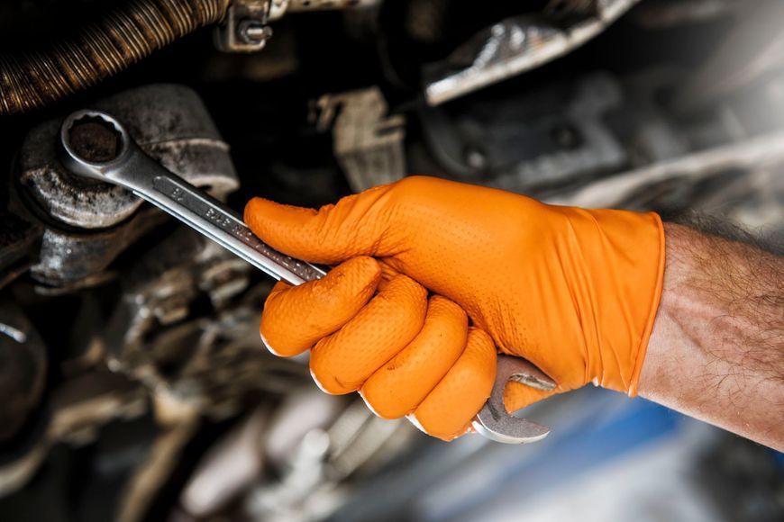 Рукавички нітрилові надміцні маслостійкі для СТО GoGrip XL Orange 50шт. RO-002183 фото