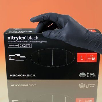 Рукавички нітрилові чорні Mercator Nitrylex Black L 100шт RO-00129 фото