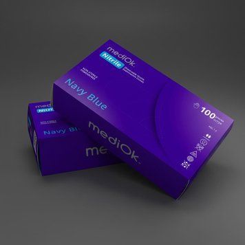 Рукавички нітрилові міцні 4,2 гр. mediOK Navy XL темно-сині 100шт RO-001313 фото