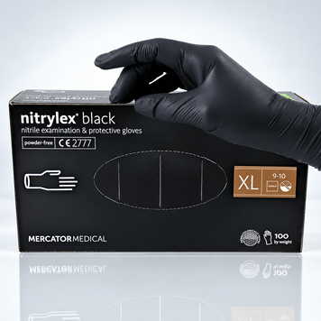 Нитриловые перчатки черные Mercator Nitrylex Black XL 100шт RO-00130 фото