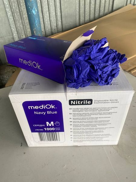 Перчатки нитриловые прочные 4,2 гр. mediOK Navy L темно-синие 100шт RO-001316 фото