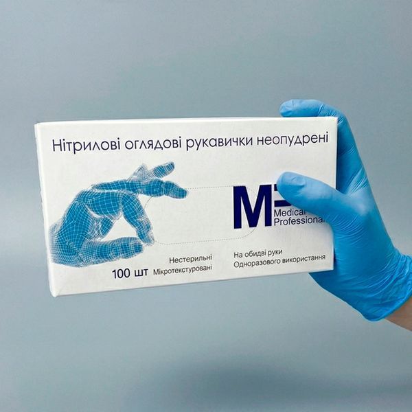 Нитриловые перчатки Medical Professional 3,5 г, медицинские, голубые, 100 шт, размер M RO-00114011 фото