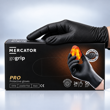 Перчатки для СТО маслостойкие нитриловые GoGrip 50шт. черные M RO-00178 фото