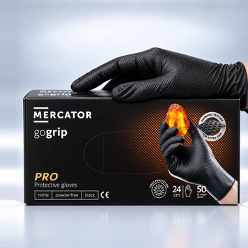 Перчатки для СТО маслостойкие нитриловые GoGrip 50шт. черные M RO-00178 фото