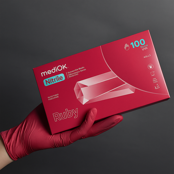Перчатки нитриловые бордовые MediOk Ruby XS 3,8гр.100шт. RO-001591 фото