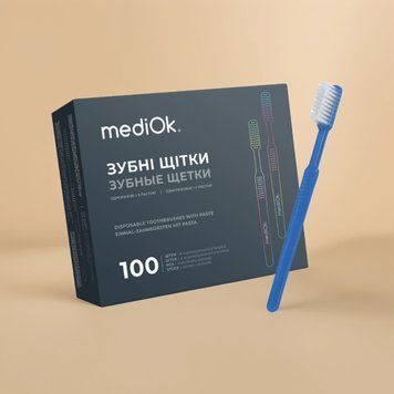 Одноразовые зубные щетки с пастой стоматологические 100шт. синие OS-1132511 фото