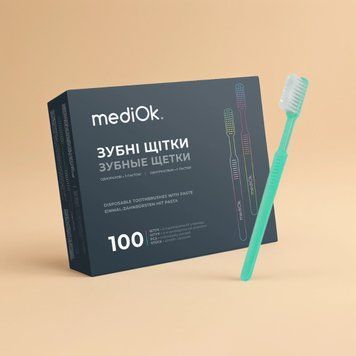 Одноразовые зубные щетки с пастой стоматологические 100шт. зеленые OS-1132512 фото