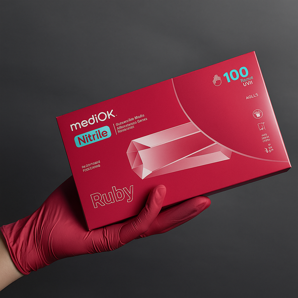 Рукавички нітрилові бордові MediOk Ruby M 3,8гр.100шт. RO-001613 фото