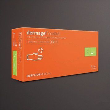Перчатки латексные без пудры Dermagel Coated S 100шт. RO-001731 фото