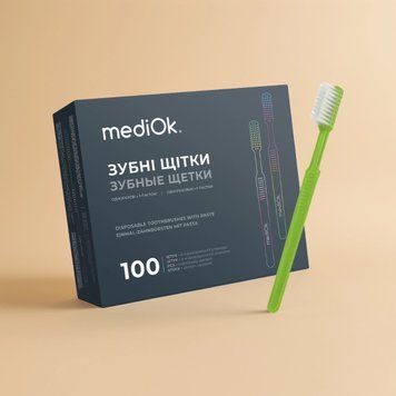 Одноразовые зубные щетки с пастой стоматологические 100шт. лайм OS-1132513 фото