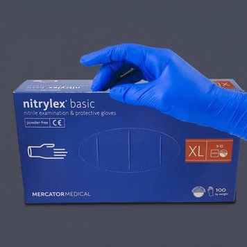Рукавички нітрилові Mercator Nitrylex Basic XL фіолетові 100шт RO-00133 фото