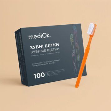 Одноразовые зубные щетки с пастой стоматологические 100шт. оранж OS-1132514 фото