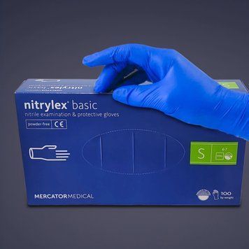 Рукавички нітрилові Mercator Nitrylex Basic S фіолетові 100шт RO-00134 фото