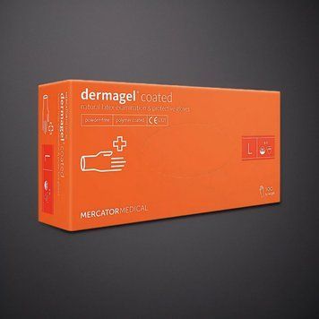 Перчатки латексные без пудры Dermagel Coated L 100шт. RO-001751 фото