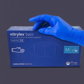 Рукавички нітрилові Mercator Nitrylex Basic M фіолетові 100шт RO-00135 фото