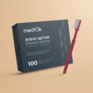 Одноразовые зубные щетки с пастой стоматологические 100шт. красные OS-1132517 фото