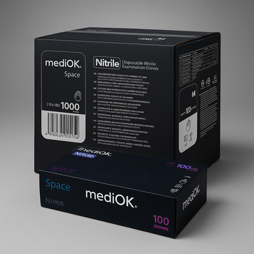 Перчатки черные нитриловые MediOK Space XL - Ящик 10 уп &times; 100 шт (1000 шт) RO-001255 фото