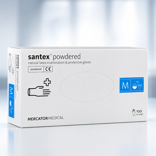 Латексні рукавички MERCATOR Santex опудрені M, ящик 10 уп. &times; 100 шт. RO-001771 фото