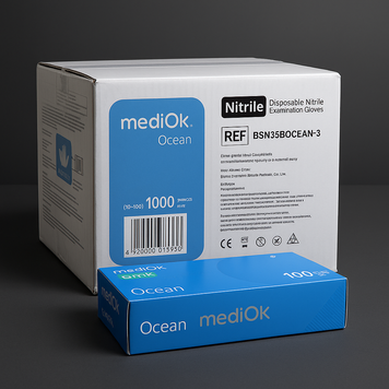 Перчатки нитриловые оптом размер L MediOK Ocean - Ящик 10 уп  (1000 шт) RO-001404 фото