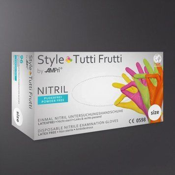 Перчатки нитриловые разноцветные Ampri Style Tutti Frutti L 3,8гр. 100шт RO-00149 фото