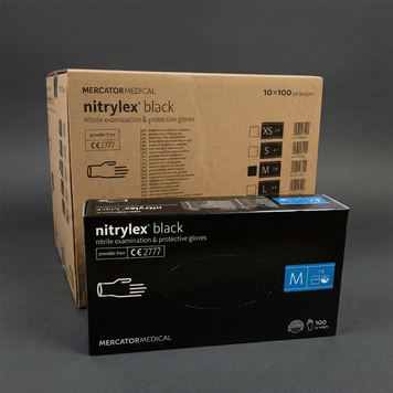 Рукавички нітрилові чорні Nitrylex Black M - Ящик 10 уп &times; 100 шт (1000 шт) RO-001283 фото
